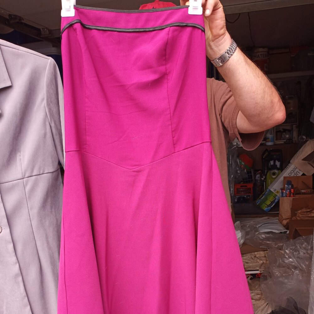 Ruby Rox Fuscia with black piping Strapless dress